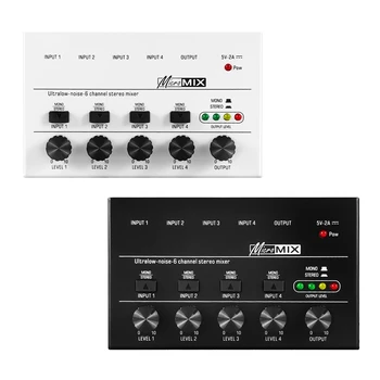 1 KS 4 Kanály Audio Mixer Prenosná Ultra-Low-Noise Mixér USB Audio Mixer Pre Nahrávacie Štúdio, Biela
