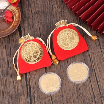 1Pc 2024 Rok Draka Šťastie, Zlaté Mince, Pamätné Mince Čínskeho Zverokruhu Odznak Pamätných Mincí, Zberateľských