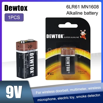 1PCS Nový, Originálny Dewtox 9V 6F22 Alkalické Batérie PPP3 6LR61 MN1604 Pre MP3 Walkman Bezdrôtový Zvonček Headset Dymové Hlásiče