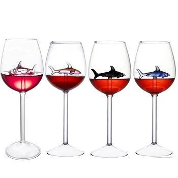 2 ks 300 ml Transparentná Shark Pohárov na Víno Jedinečný Dizajn Fire Koktailového pohára Pohár Darčeky na Výročie Svadby, Narodeniny Bar