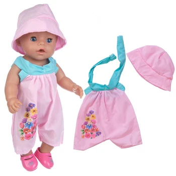 2021 Nové závesné krku jumpsuit Doll Oblečenie vhodné Pre 43 cm narodil baby Doll oblečenie reborn Bábiky Príslušenstvo