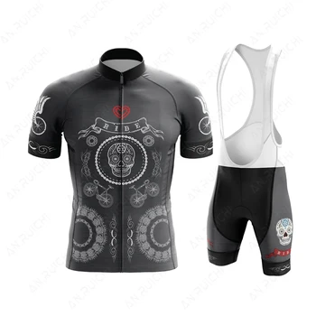 2023 Lebky Vzor Cyklistika Dres Nastaviť Lete Krátky Rukáv Závod Cyklistické Oblečenie MTB Bike Jednotné Ropa Ciclismo Mens Cyklistické Nosenie