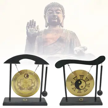 2023 Mini Desktop Gong Tabuľka Čínsky Gong Dekorácie Vietor Ázijské Shui Stôl Mini Feng Gong Mosadzná Zvonkohra Bell Gong N1z2