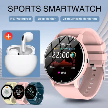 2024 Módne Smart Hodinky Dámy plne Dotykový Šport Fitness Hodinky Vodotesné Pre Android IOS Hovor Pripomienka Smartwatch Muži+Headset