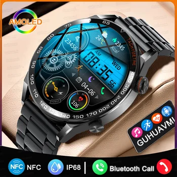 2024 NFC Smart Hodinky Mužov Bluetooth Hovor AMOLED Hodiny Nepremokavé Srdcovej frekvencie Šport GPS Sledovanie Muž Smartwatch Pre Android ios