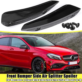 2ks Predný Nárazník Strane Vzduchu Splitter Spojler Black pre Mercedes Benz W176 A180 A200 A220 A250 A45 Amg Triedy 2016-2018