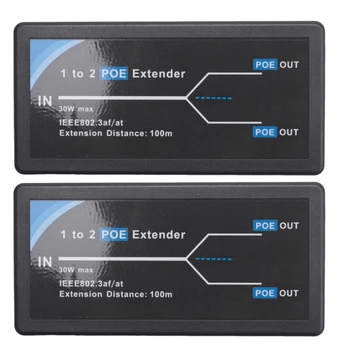 2X 2 Port, POE Extender 10/100Mbps S IEEE 802.3 Af Štandardný Vstup / Výstup Pre IP Kamery Rozšíriť 100 Metrov