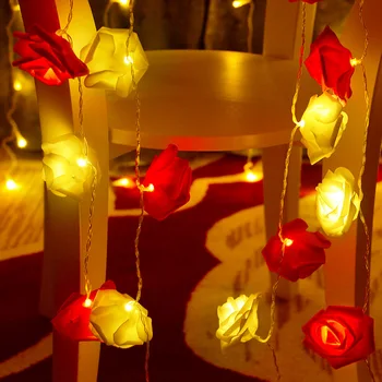 3/6m Vlkovcový LED Ruže Kvet Svetlo String Svadobné Valentine Garland Lampa na Vianoce Outdoor Záhrada Domáce Stranu Miestnosti Dekorácie