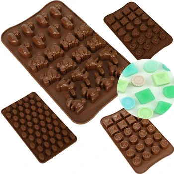3D DIY Srdce Námestie Čokoláda Formy Candy Silikónové Formy Králik Medveď Aniaml Pre Jelly Fudge Hľuzovka Ice Cube Pečenie Nástroje