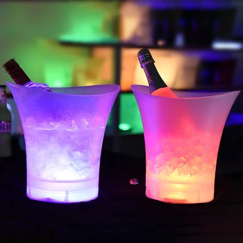 4 Farebné LED Bary, nočné kluby Šampanským Pivných Vedro 5 L Bary, Nočné Party Nový Vodotesný Plastové LED Ice Bucket LED Svetlo