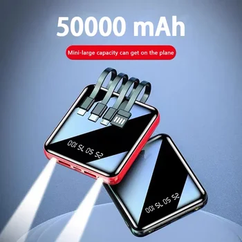 50000mAh Power Bank Zrkadlo Digitálny Displej Vstavaný Kábel Mobilné Napájanie Kompaktné Prenosné, Mobilné telefóny, Príslušenstvo