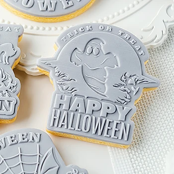 Akryl Halloween Súbory Cookie Cutter Ghost Reliéfne Formy Cake Zdobenie Nástroj Fondant Cukru Plavidlá Pečenie Príslušenstvo