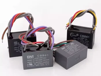 CBB61 Stropný Ventilátor Kondenzátor 4.5 uf+6uf+6uf 5 Drôt 250V 5 Rýchlosť Začína Kondenzátor