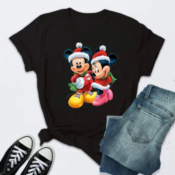 Disney Roztomilý Minnie Mickey Grafické T-shirts Ženy, Veselé Vianoce Tričko Fashion Cartoon Oblečenie 90. rokov Ţeny Harajuku Topy