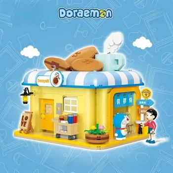 Doraemon Stavebné Bloky, Ulice Scény Budovy Montáž Cartoon Rekvizity Dom Pekáreň Model Ozdoby Vzdelávacích Hračiek, Darčekov