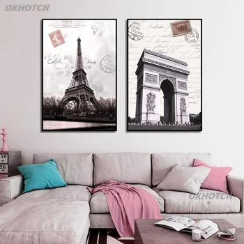 Eiffelova Veža Arc De Triomphe A Champs-Wall Art Obrázok Pre Obývacia Izba Domáce Dekorácie Plátno Na Maľovanie Nordic Moderný Modulárny Tlač Plagátu