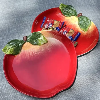 Európsky kreatívny apple keramický tanier dezert matica doska candy ovocný tanier domov obývacia izba dekorácie doska trinket zásobník