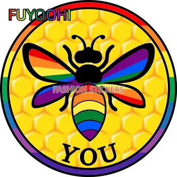 FUYOOHI Honey Bee Ste lesbičiek, homosexuálov Dúhový Svet Gay Pride Kruhu Prihlásiť Funny Auto Nálepky na Notebook, Auto, Motocykel, nákladné Vozidlo Skateboard