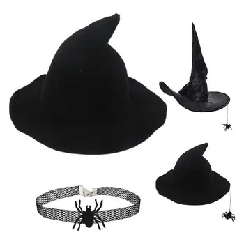 Halloween Čarodejnice Unisex Klobúk Čierne Klobúky, Pre Dospelých, Deti, Ženy, Čierna Sprievodca Čarodejnice Klobúky Kostým Príslušenstvo Pre Maškaráda Úlohu