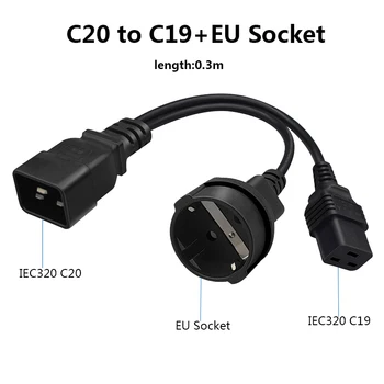 IEC320 C19 C20 EÚ 4,8 MM Žena nemecký Francúzsko Španielsko Holandsko Belgicko Rozšírenie Napájací Kábel, Kábel Elektrickú Zástrčku 0,3 M