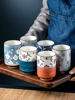 Japonský Štýl Japonských Keramických Šálku Čaju Ručne maľované Priamo Pohár Retro poháre na Víno, Malé Čajové Šálky Kávy, Pohár Mlieka