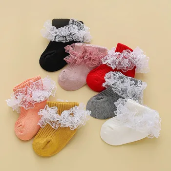 Jeseň v New Baby Ponožky Deti Roztomilý Čipky Ponožky Novorodenca Dievča Ponožky Bavlna Princezná Dievčatá Non-slip Ponožky