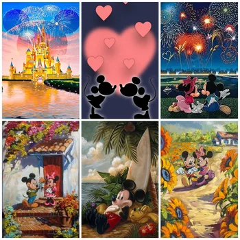 Karikatúra Disney Mickey a Minnie Wall Art Plátno na Maľovanie Nordic Plagáty a Potlačou obrazov na Stenu pre Obývacia Izba Dekor
