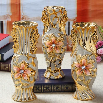 Keramická Váza Zlaté Vázy Historických Remesiel Mráz Porcelánová Váza Moderné Glam Domov Svadobné Dekorácie, Vázy Držiteľ