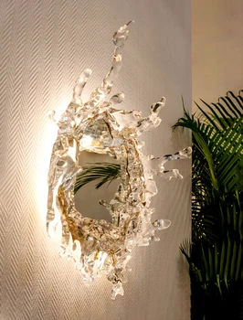 Kreatívne nástenné svietidlo dizajn Umenie chodbe dekorácie Obývacia izba Atmosféru lampa Spálňa Vody spray Obväz zrkadlo Nástenné svietidlá