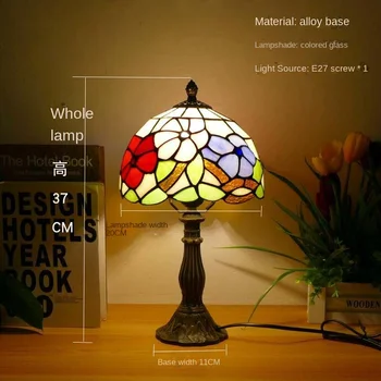 LED stolná Lampa Retro Dekoratívne Stredomoria Svetlá Farba Skla LampshadeFor nočnom stolíku Svetlo Spálňa Kaviareň