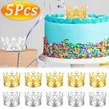 Mini Koruny Tiara Tortu Vňaťou Romantický Pearl Garland Happy Birthday Baby Sprcha Svadobné Party Cake Decoration Deti Vlasy Ornament