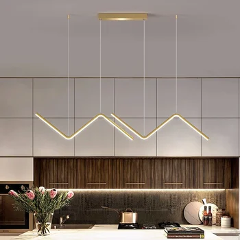 Moderné LED Prívesok Svetlo Nordic Jednoduché Línie Gold Black Závesné Svietidlo Pre bývanie, Jedáleň, Kuchyňa Pozastavenie Svietidlo Svietidlo