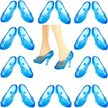 NK 10 Párov/Set Blue Crystal Topánky Roztomilý Princezná 1/6 Bábika Podpätky Módne Sandále Pre Bábiku Barbie Príslušenstvo DIY Obliekanie Hračky