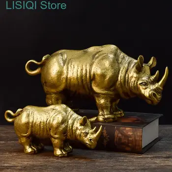 Nové Živice Remeselné Ozdoby Nosorožec Simulované Zvierat Socha Zlatého Nosorožec Dekoračné Figúrky, Dekorácie