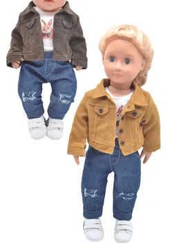Oblečenie pre bábiku hodí 17inch Hračky nové born bábiku a American doll Fashion jeans bunda oblek, topánky, Dievča darček