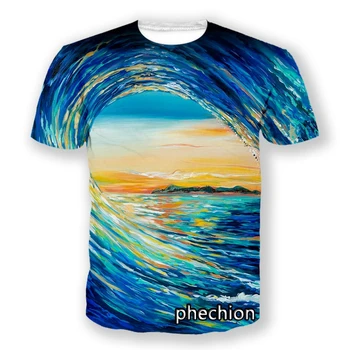 phechion Nové Módne Muži/Ženy Oceánu Vlny Art 3D Vytlačené Krátky Rukáv T-Shirt Bežné Tričko Šport Hip Hop Letné Topy L42