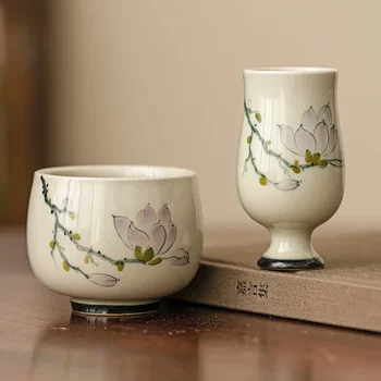 Popol z dreva Ručne maľované Orchidea Master Pohár Voňajúce Pohár Čínsky Retro Čaj Nastaviť Kung Fu Malé Keramiky Osobné Špeciálne