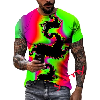 Príliv Módne Summe Farba Viacrozmernej Obrázok pánske T-shirt Príležitostné Tlače Tees Hip Hop Osobnosti Okrúhlym Výstrihom, Krátke Sleev