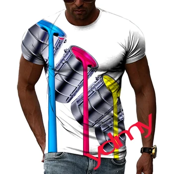 Príliv Módne Summe Maľovať Splash Obrázok pánske T-shirt Príležitostné Tlače Tees Hip Hop Osobnosti Okrúhlym Výstrihom, Krátke Sleev Rýchle Sušenie