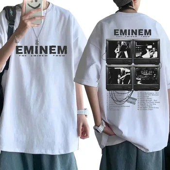 Rapper Eminem Album Print T Shirt World Tour Darček pre Fanúšikov Grafické T-shirts Trend Módy Hip Hop Rap Krátky Rukáv T-shirt Unisex