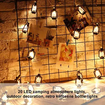 Retro petrolej LED reťazec Víla svetlo LED Eid Mubarak Ramadánu Dekoratívne String Svetlá outdoor Camping Atmosféru Light decor