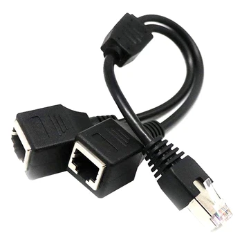 RJ45 1 Muž 2 Žena Ethernet Splitter Kábel pre Super Cat5, Cat6, Cat7 LAN Ethernet Sieťový Predlžovací Kábel Adaptéra