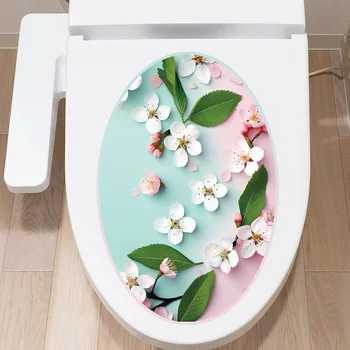 Romantický cherry blossom wc kryt s nálepkou nepremokavé stenu kúpeľňa dvere, dekorácie, samolepiace papierové