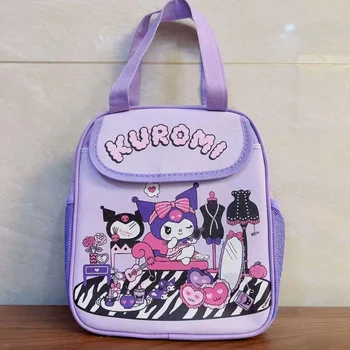 Sanrio Hello Kitty Cartoon Vzor Lunch Box Úložný Vak, Kuromi PU Plátno Kabelka, Dievča Prenosné Veľkú Kapacitu Cestovná Taška