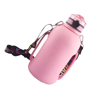 Skladaciu Fľašu s Vodou Veľké 2000ml BPA Free Motivačný Fľaša na Vodu s Ramenný Popruh pre Turistiku, Cestovanie Beží Fitness
