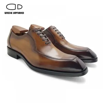 Strýko Saviano Luxusné Oxford Šaty Topánky pre Muži Móda, Svadobné Party Najlepší Muž Obuvi Cowhide Dizajnér Business Formálne Mužov Topánky