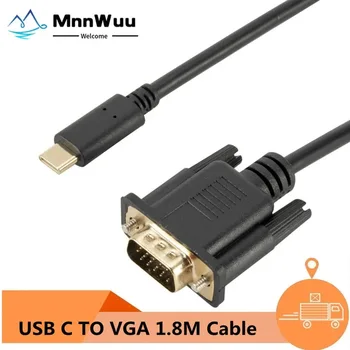 Typ C Female VGA kábel Kábel Adaptéra USBC USB 3.1 Na VGA Adaptér pre MacBook Pro a MacBook Air Samsung Galaxy 1.8 M USB C NA VGA Kábel