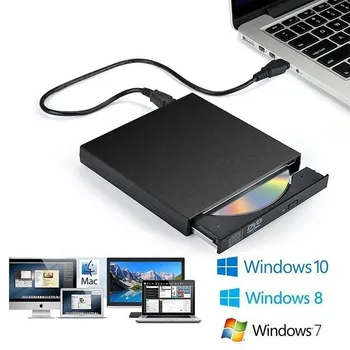 USB 2.0 Portable Externá DVD Optická Jednotka CD/DVD-ROM disk CD/DVD-RW Prehrávač Horák Slim Reader Záznamník pre Windows, Mac OS Praktické