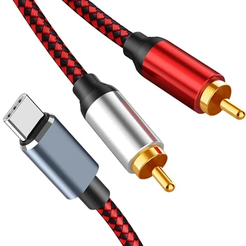 USB C Do 2 RCA Audio Kábel Typu C Mužov a 2 RCA Samec Audio Kábel Pre Xiao Tablet Huawei Reproduktor, Zosilňovač, TV