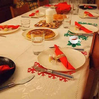 Vianočné Cítil Tácky Tvorivé Vianočný Strom Snowflake Pohár Mat Kuchyňa Jedálenský Stôl Dekorácie Misky, Šálky, Podložky Vankúš Placemat